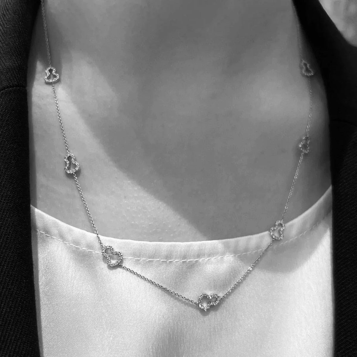 S925 Zilveren Gourd Ketting met Koolstofstenen
