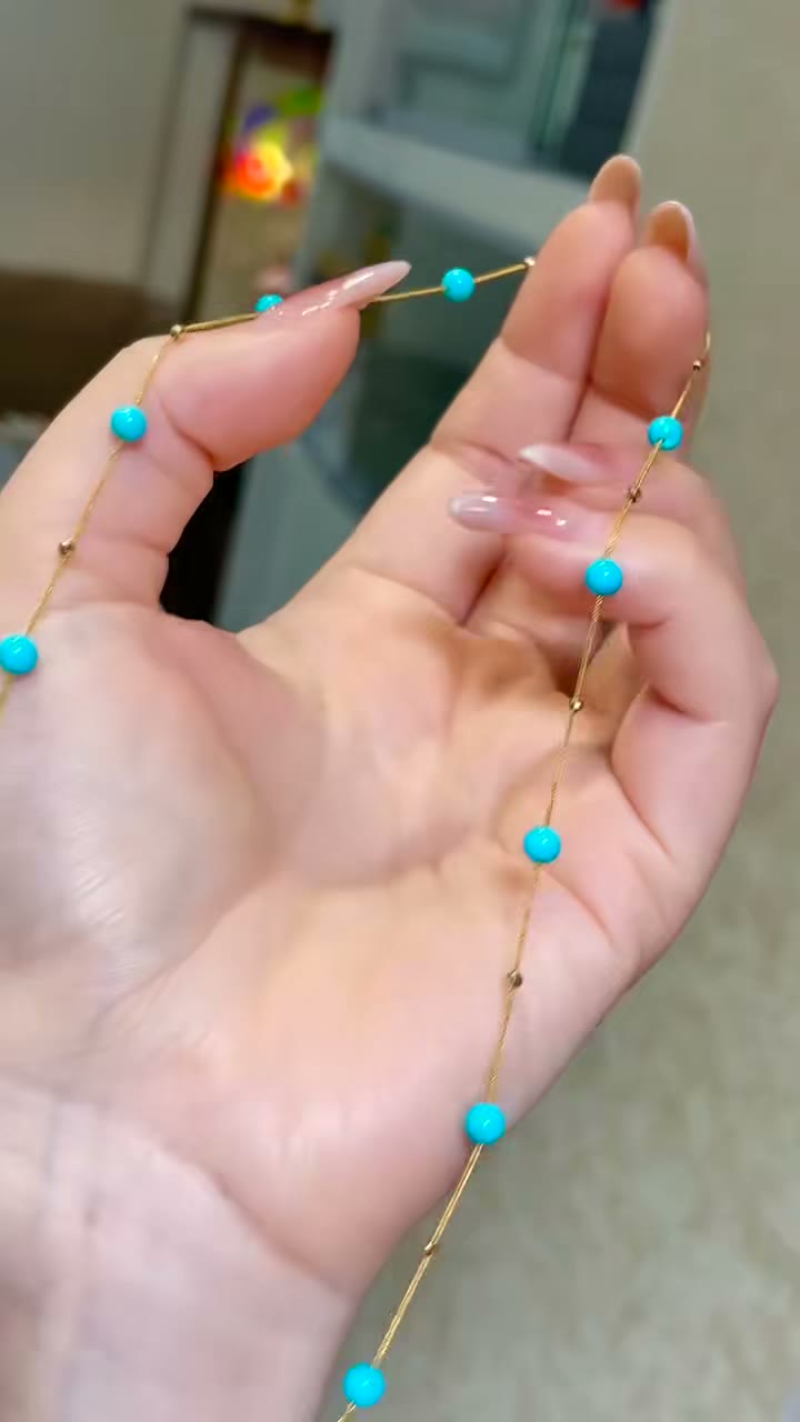 18k Gold Sleeping Beauty Turquoise Necklace