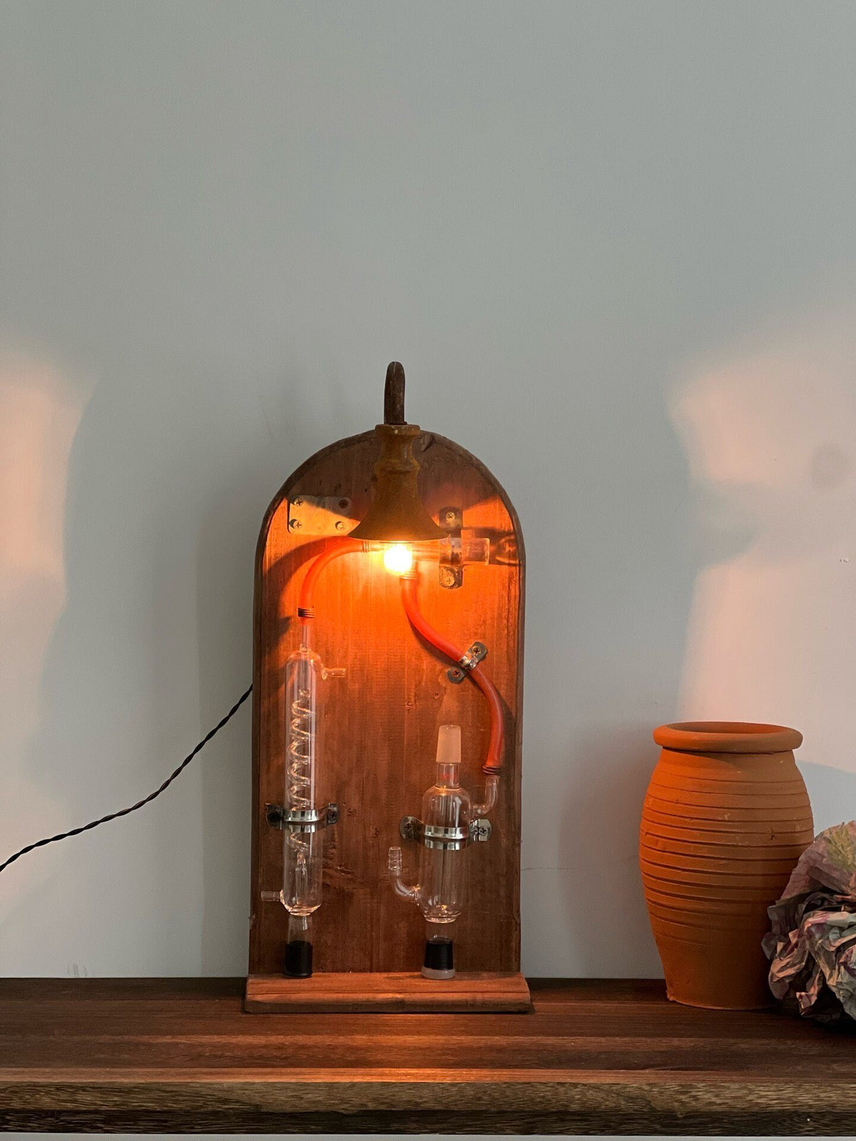 Handcrafted Wooden Test Tube Wall Lamp