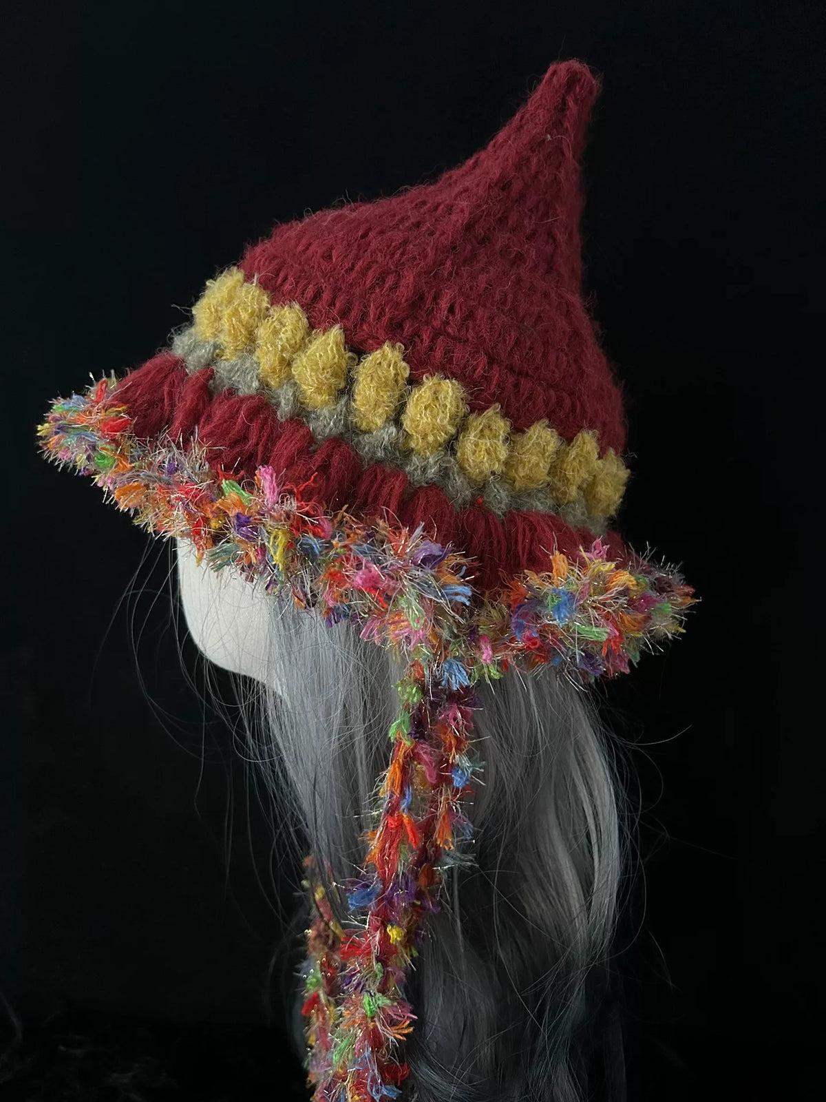 Hand Crocheted Pointed Hat with Ear Flaps
