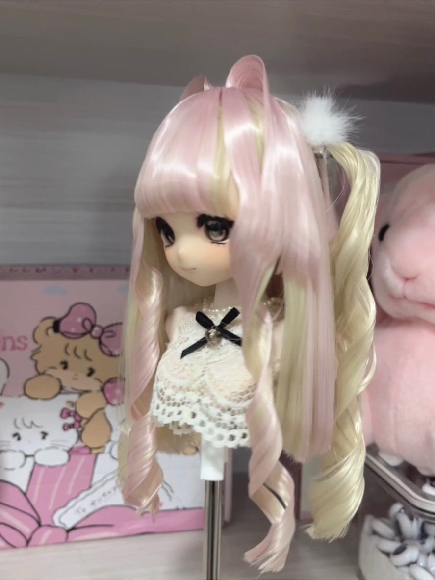 Anime Doll Wig Pink Blonde Twin Tails
