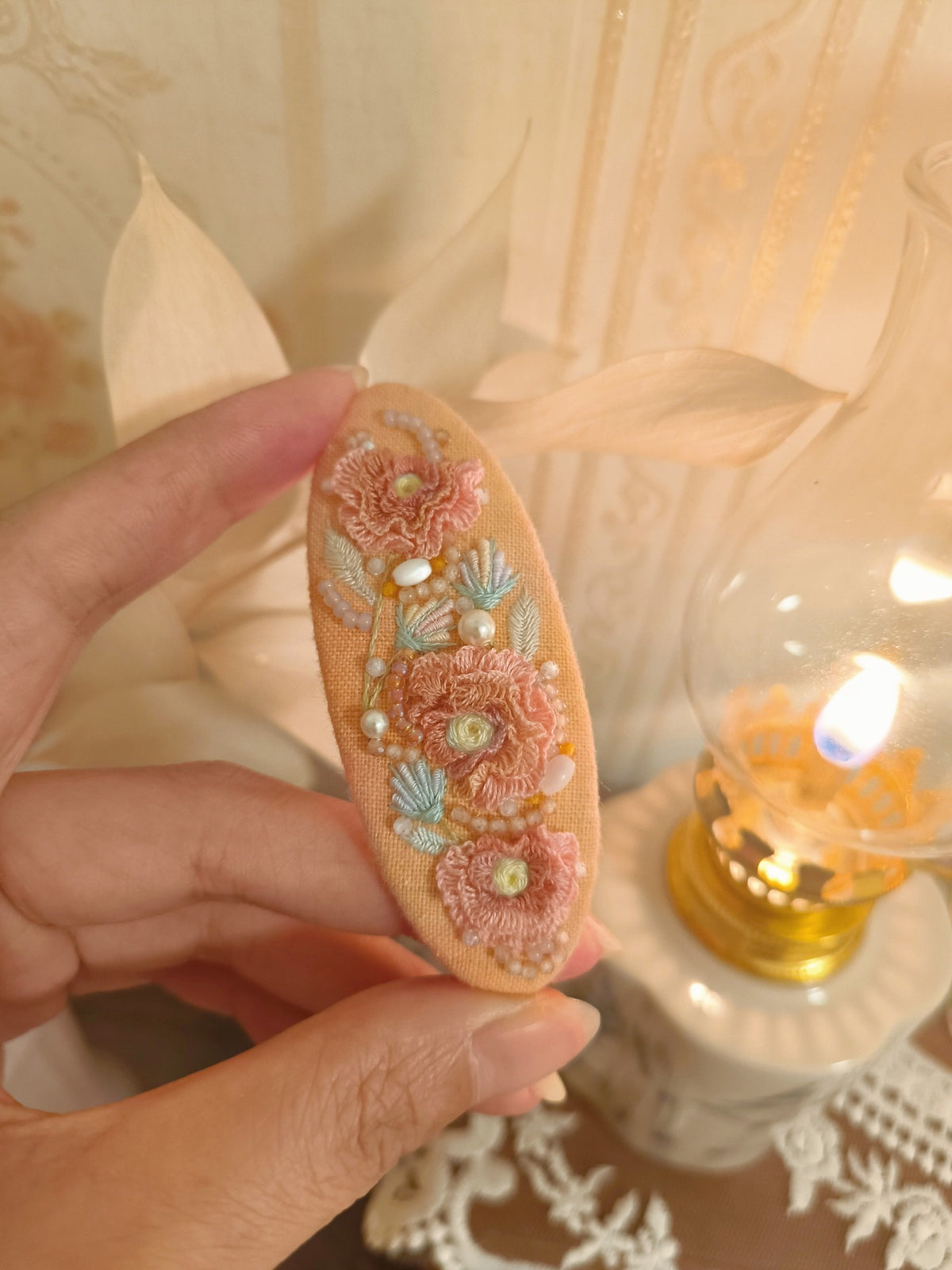 French Embroidery Silk Hair Clips Set