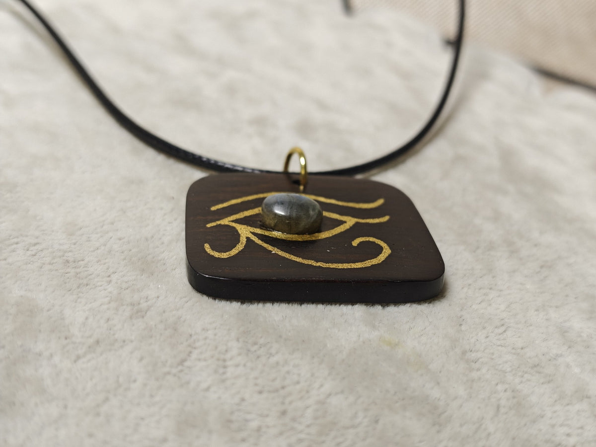 Ebony Inlaid Eye of Horus Labradorite Pendant