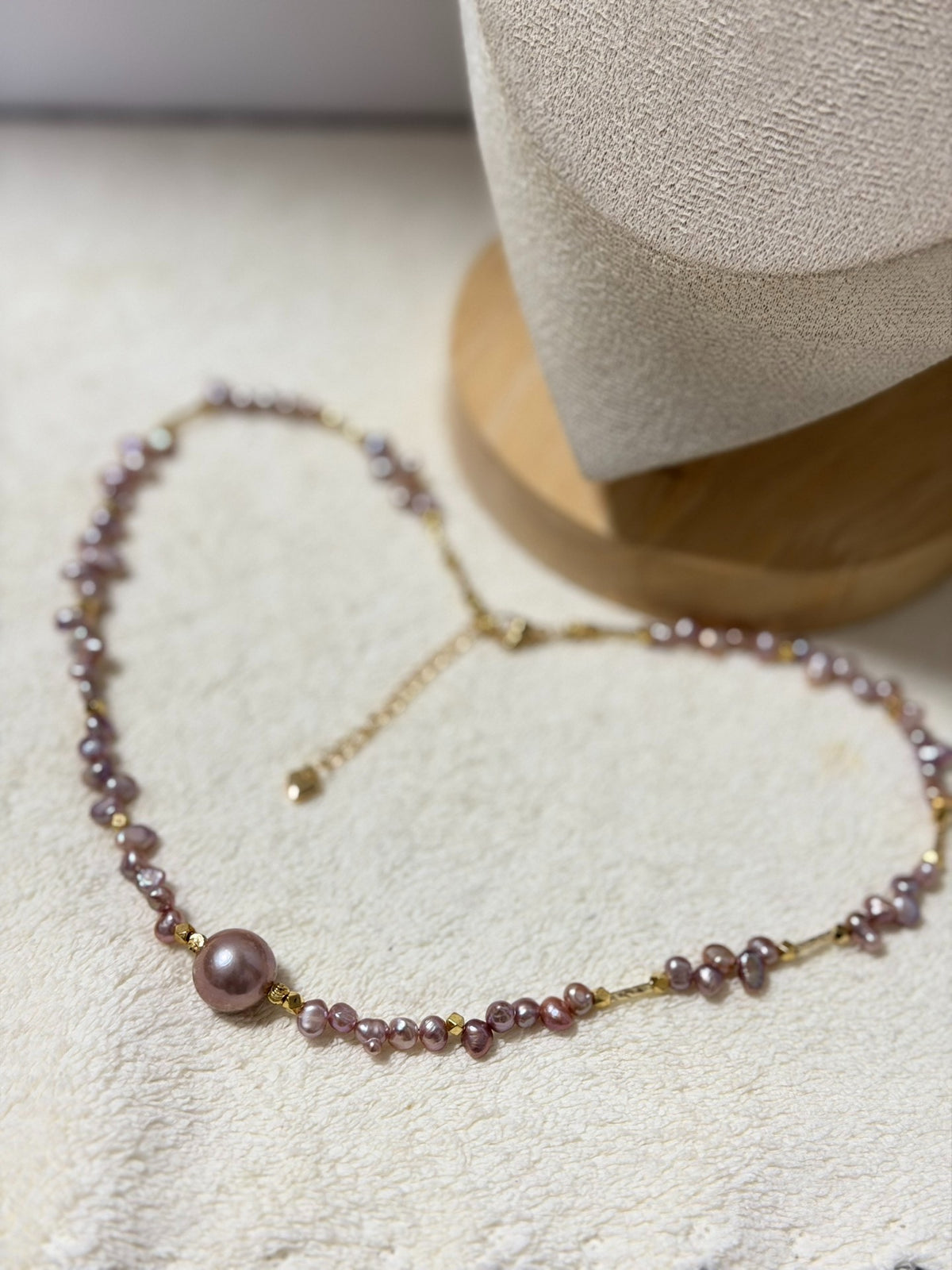 Purple Edison Pearl Necklace with Petal Pearls