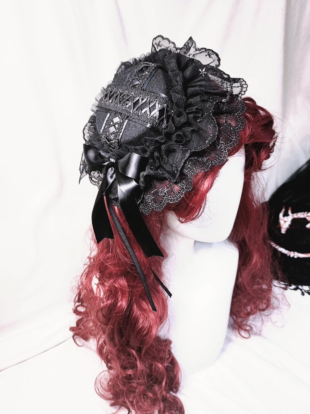 Gothic Lolita Black Lace Hair Bow Headpiece