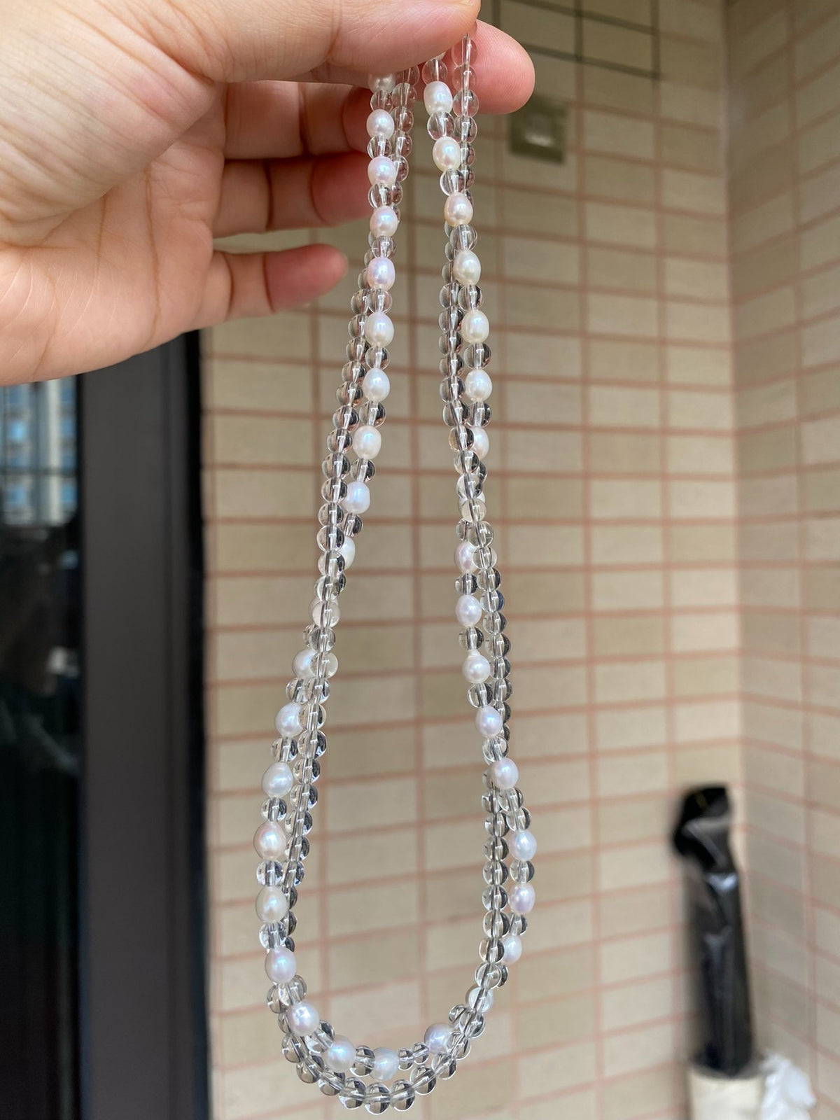 White Crystal Freshwater Pearl Necklace