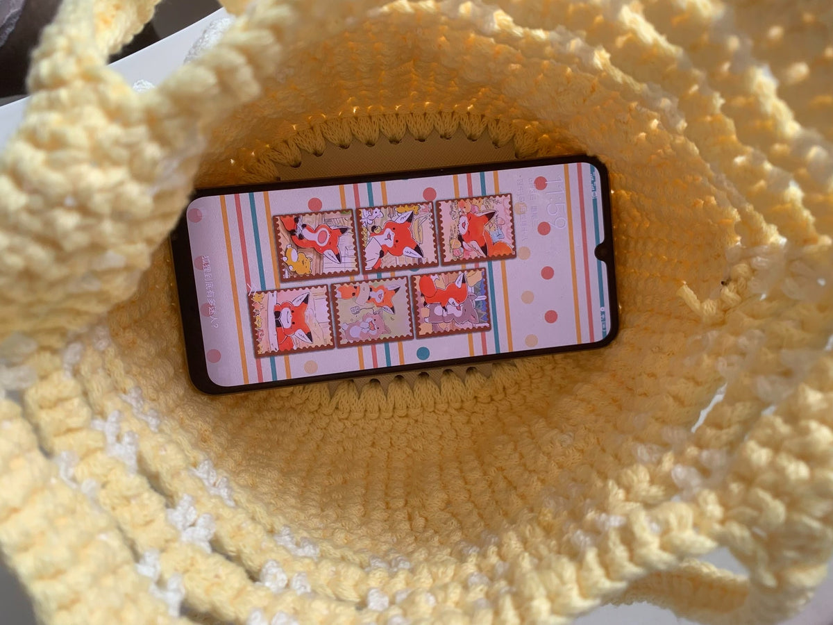 Hellgelbe Häkeltasche