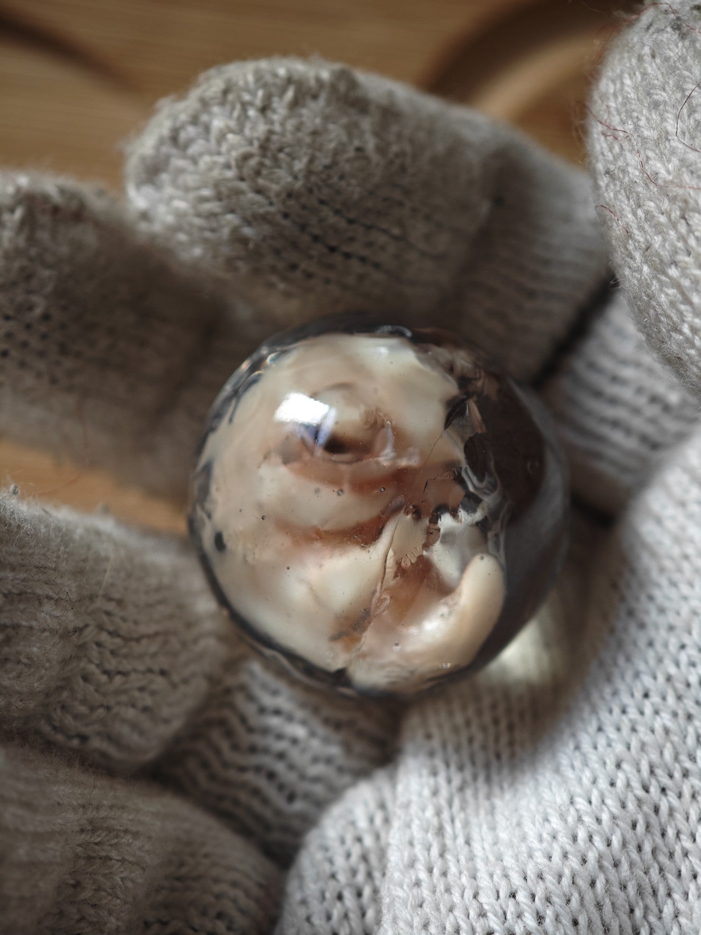 Resin Spherical Pendant with Embryonic Figure
