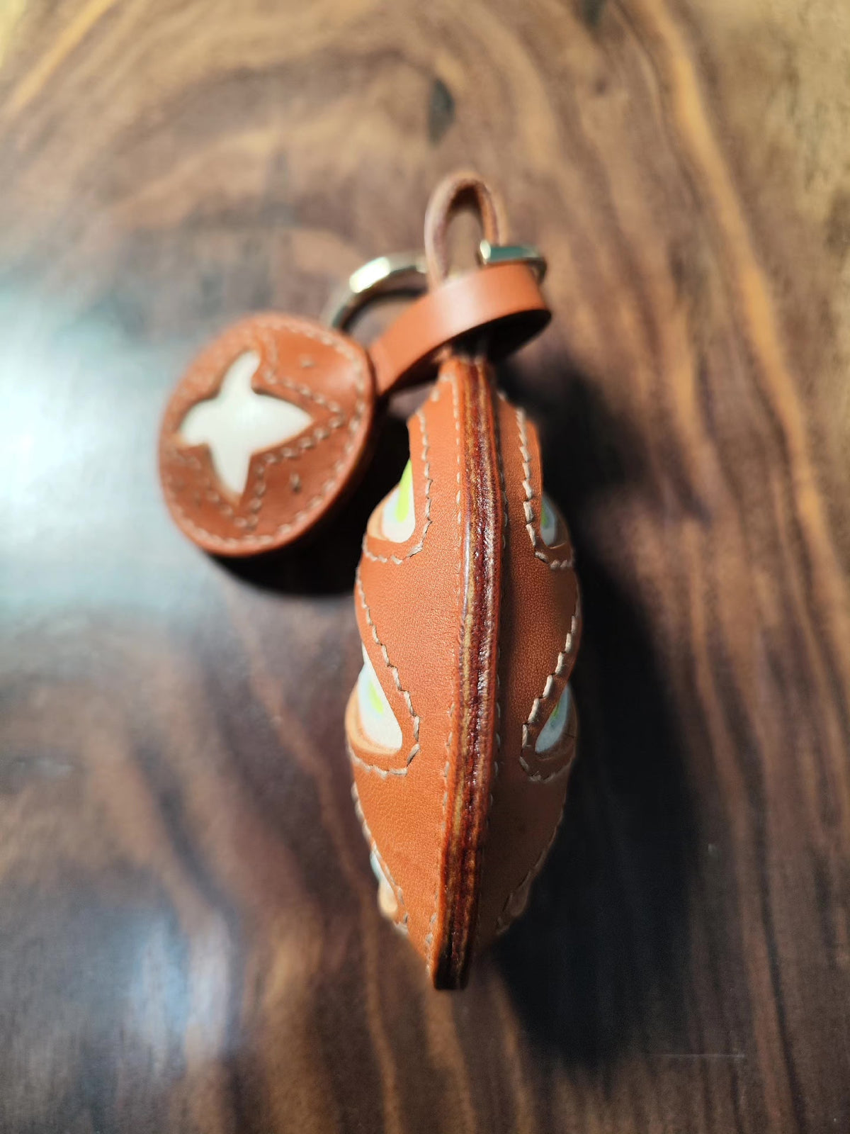 Handcrafted Leather Pretzel Keychain Charm