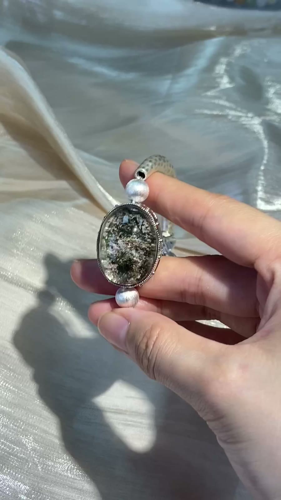 Phantom Quartz Silver Bangle Bracelet