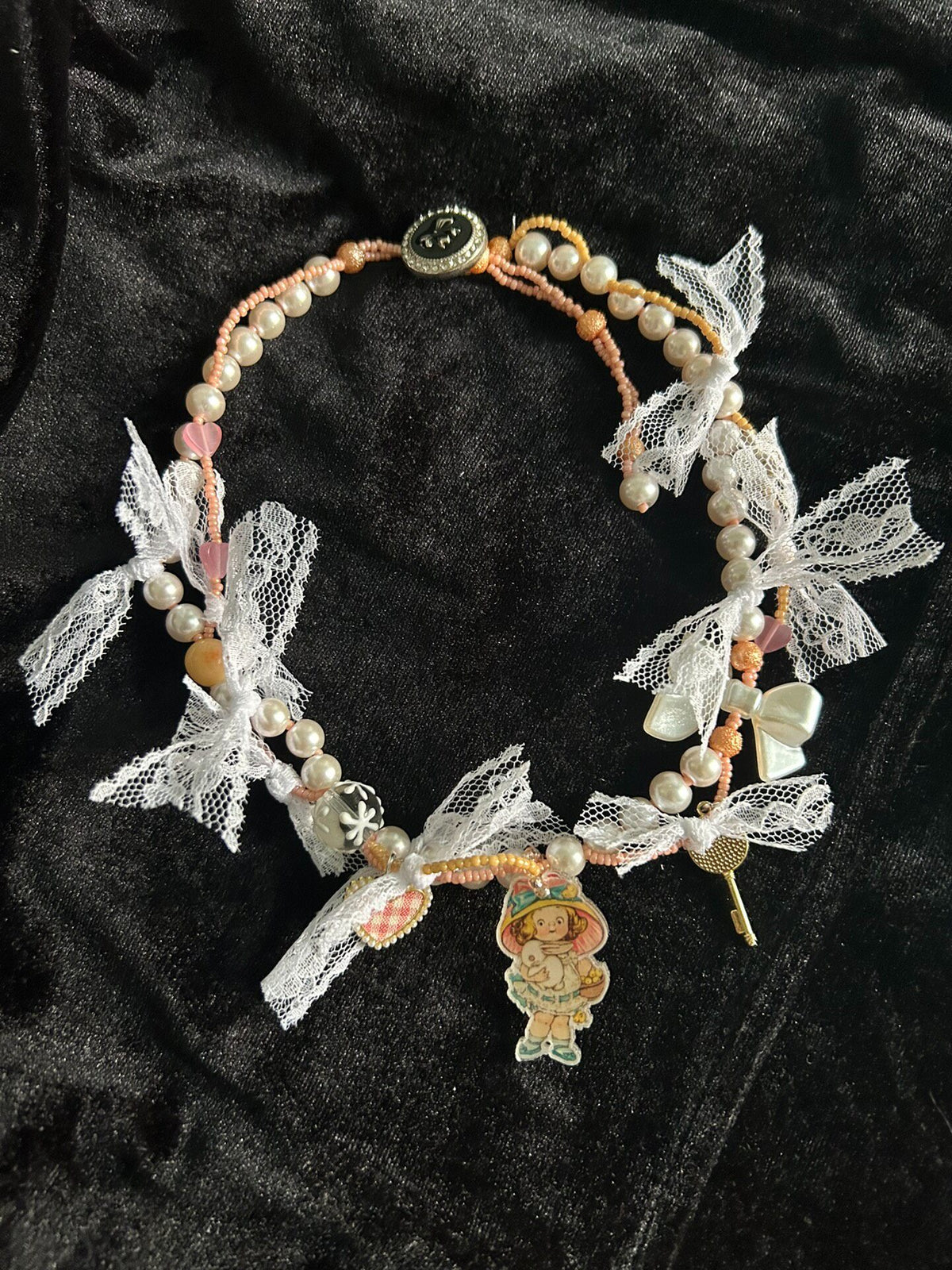 Vintage Beaded Collar Necklace with Czech Beads