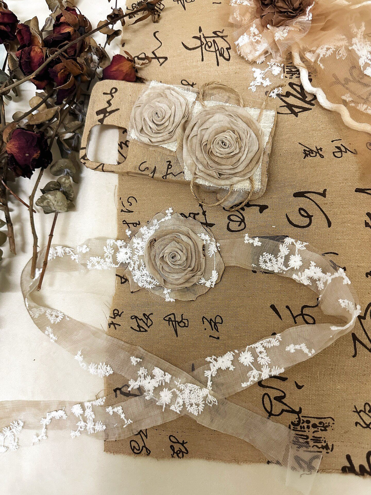 Handmade Fabric Rose Brooch Neck Flower Wrist Flower