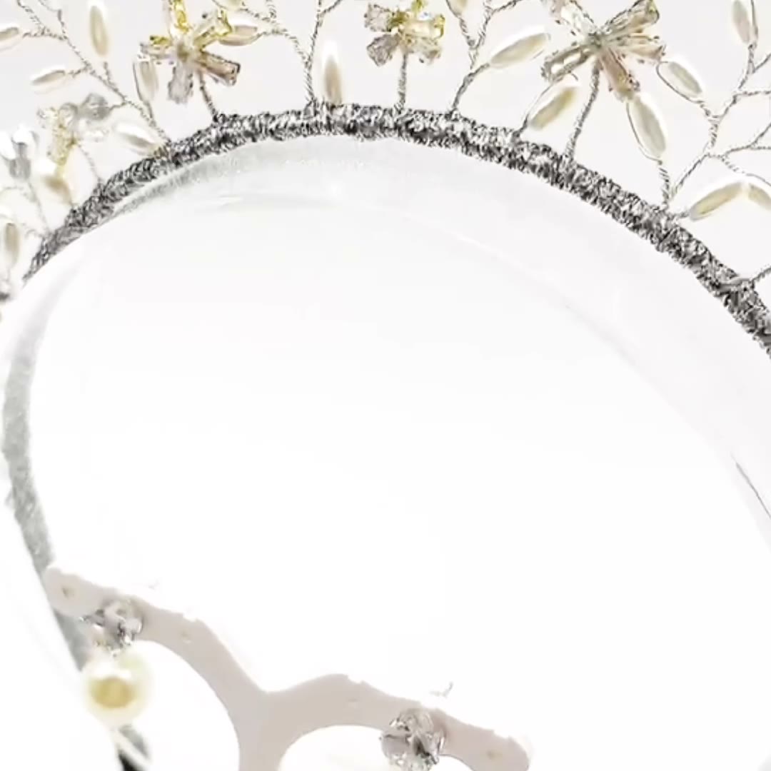 Pearl Crystal Floral Headband Earrings Set