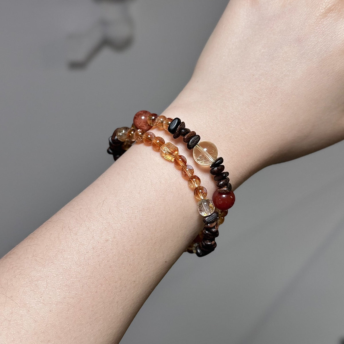 Geel Tower Kristal Sandelhout Wrap Armband