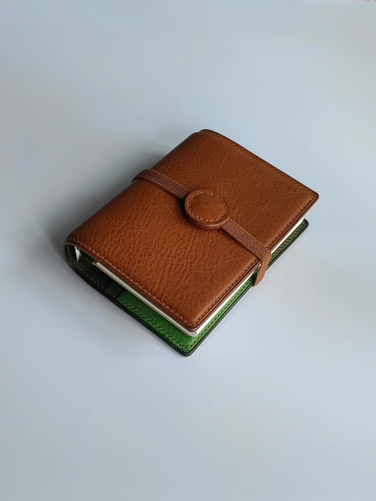 Handgakte Cognac Leren Plannerhoes voor Ringen