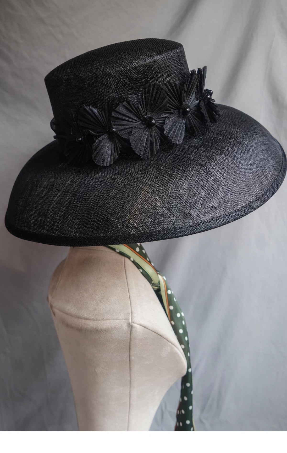 Black Silk Linen Hepburn Sun Hat