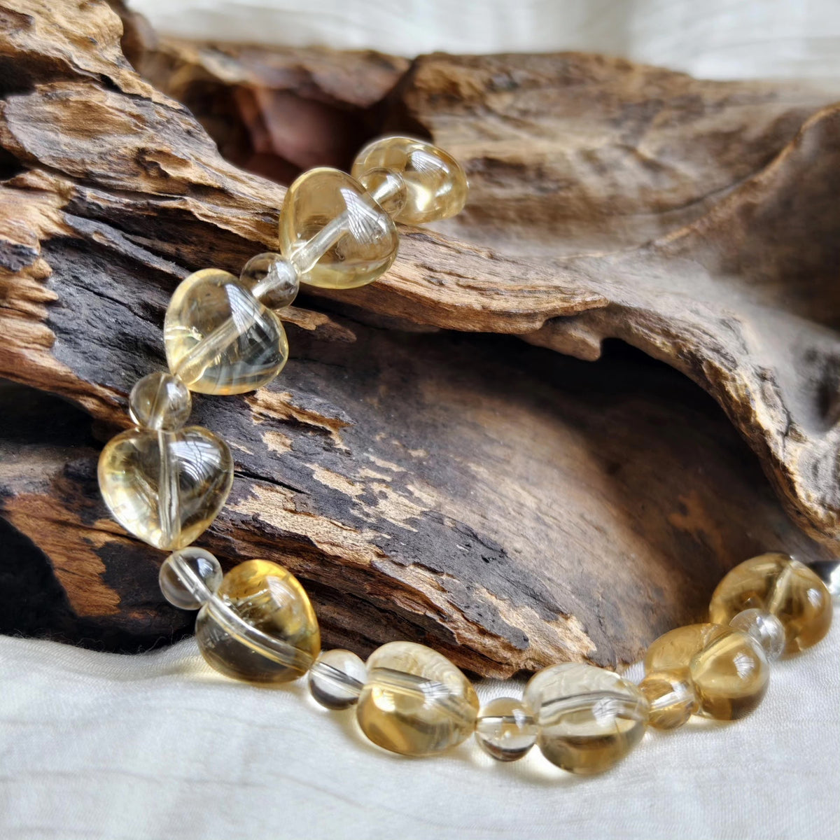 Citrin-Herzperlenarmband 12,5mm
