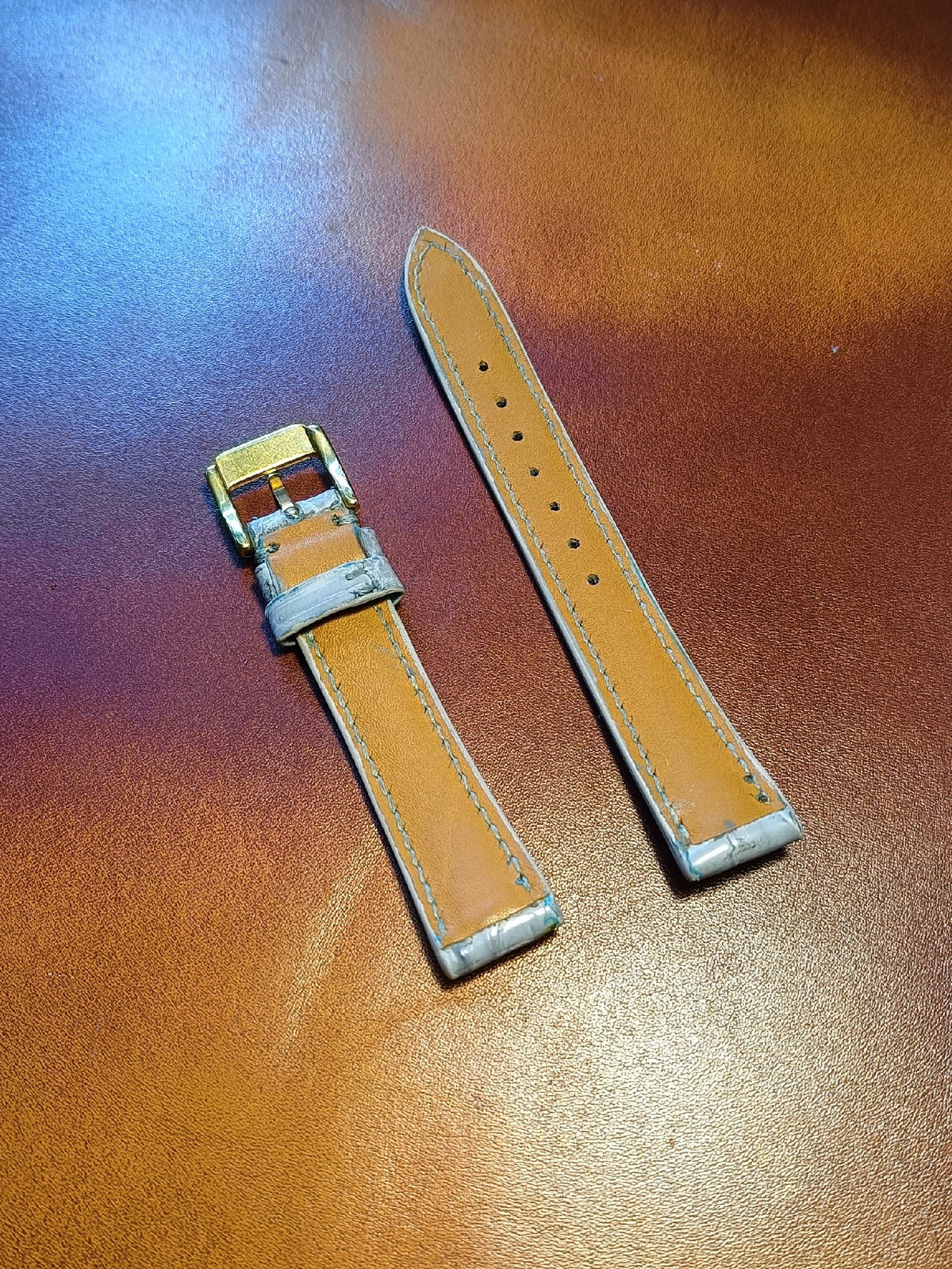 Pearl Grey Crocodile Leather Watch Strap