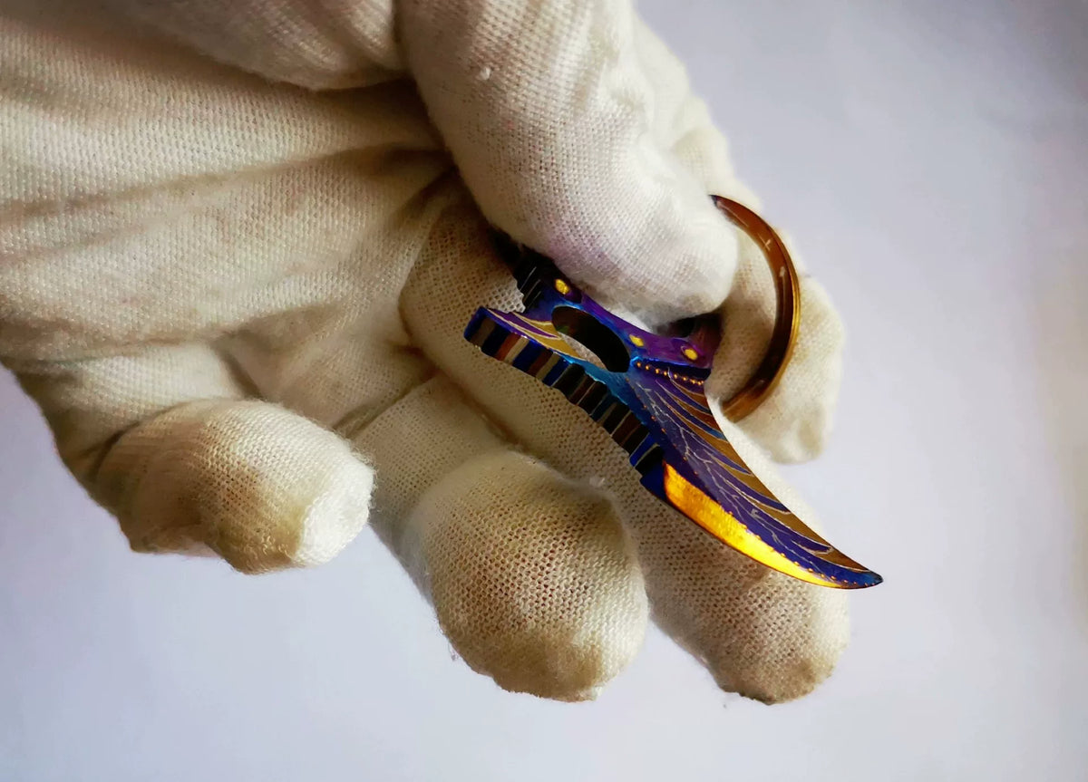 TC21 Titanium Karambit Keychain Hand Carved