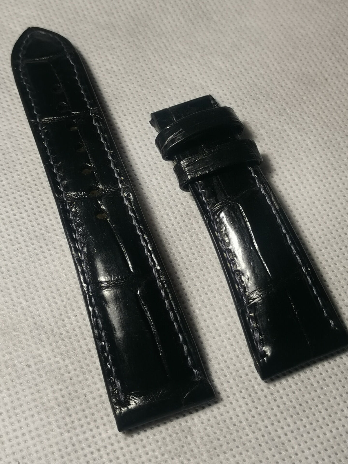 Handmade Black Crocodile Leather Watch Strap