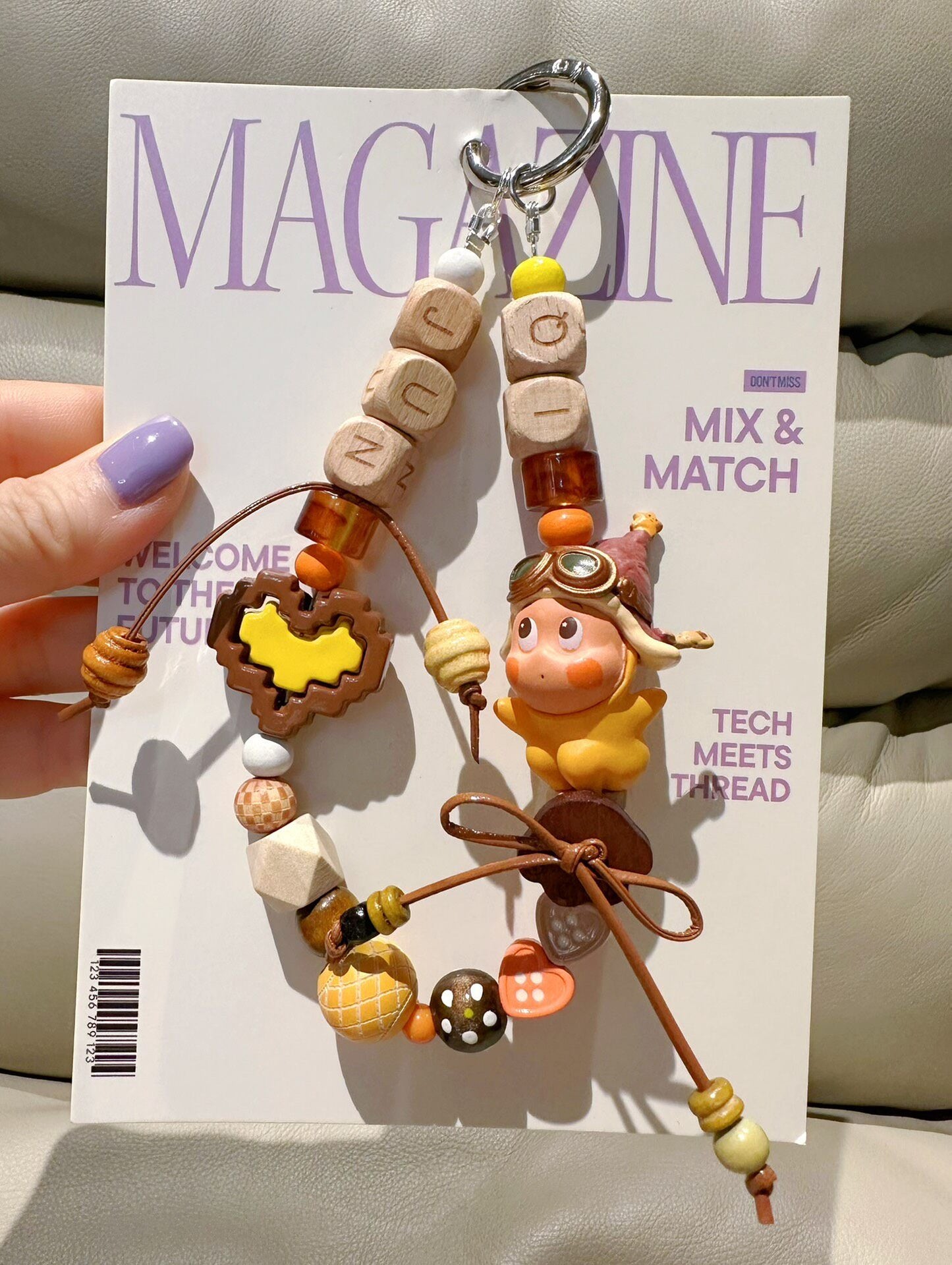 Pop Mart Pilot Star Character Letter Bead Phone Chain Bag Charm Keychain