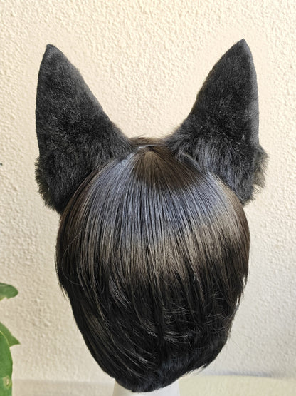 Handmade Large German Shepherd Ears - Light Yellow and Black with Pink Inner Ear