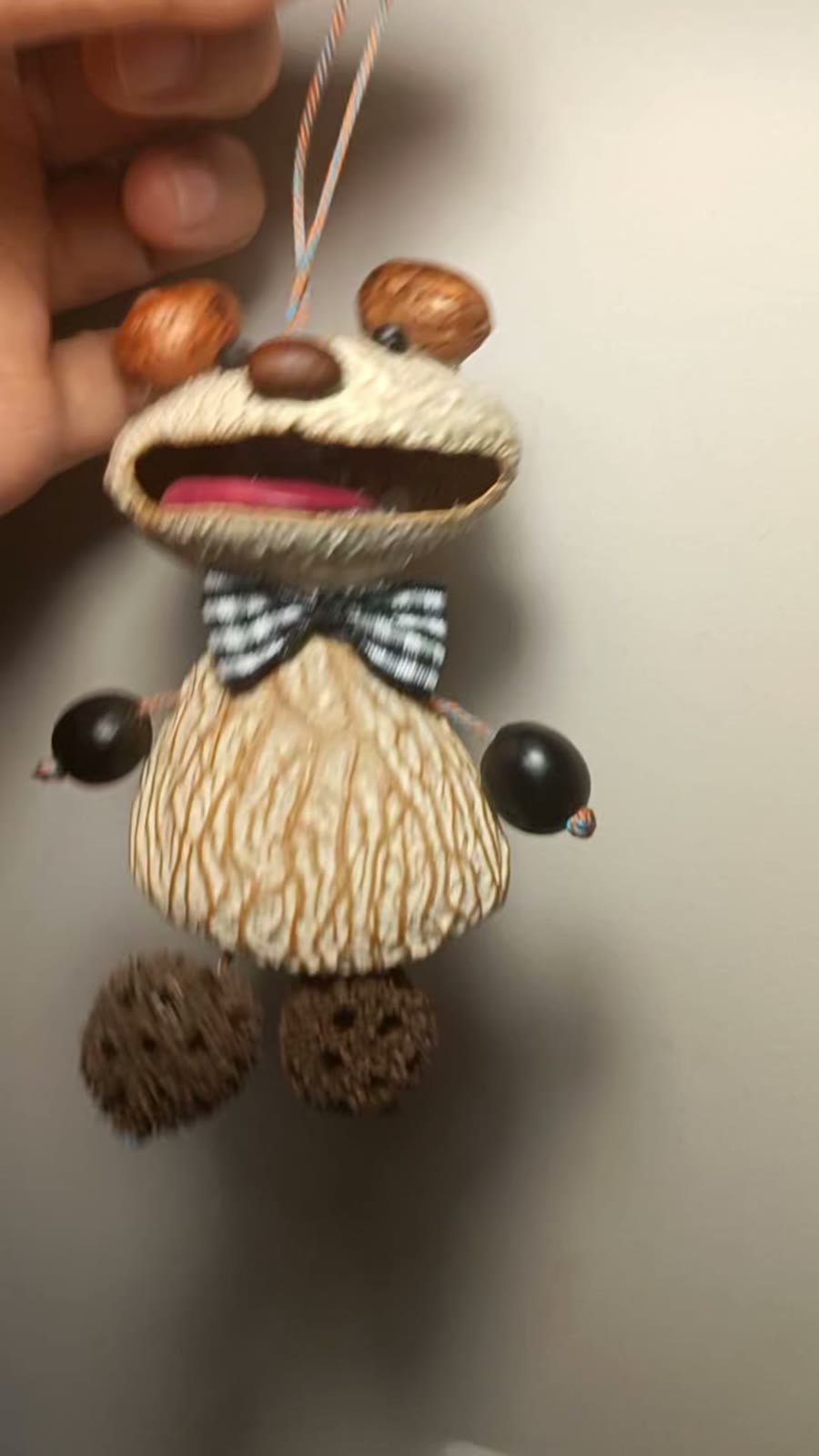 Peanut Shell Bear Bag Charm Rattle