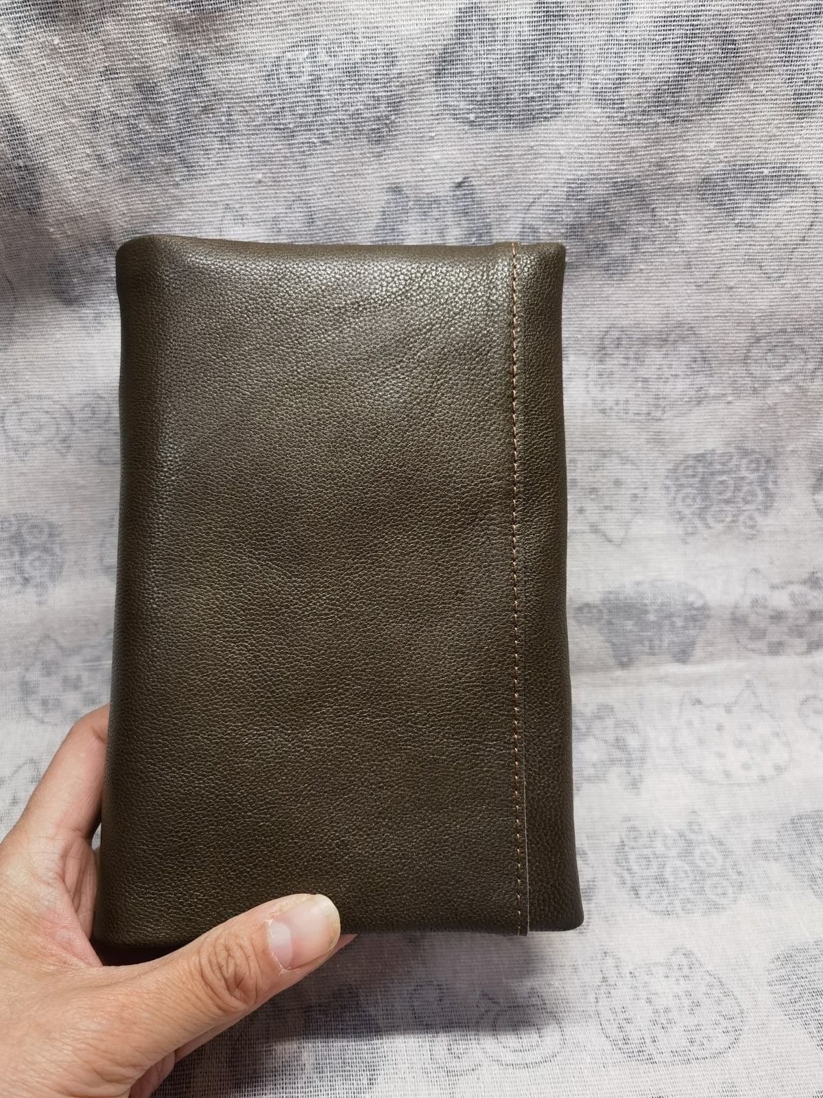 Olive Green Goat Leather A6 Ring Binder Notebook
