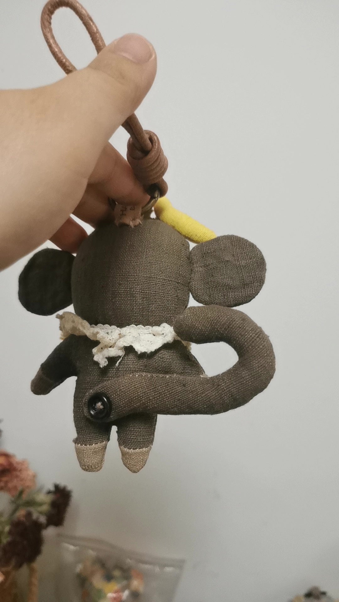 Handmade Cotton Cloth Monkey Pendant with Banana
