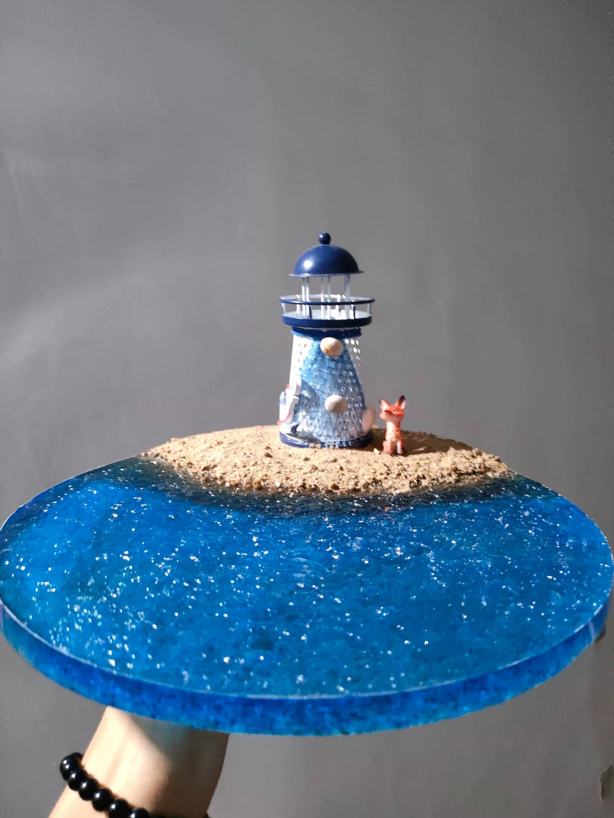 Handmade Fox Lighthouse Ocean Scene 30 cm