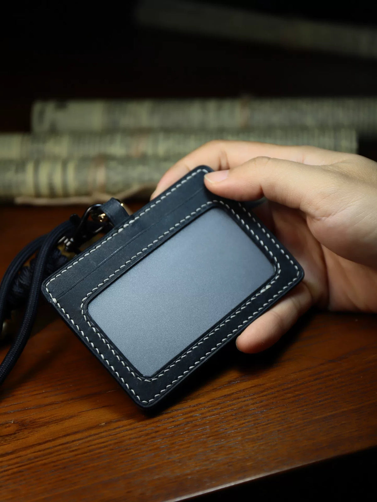 Handmade Italian Leather ID Badge Holder