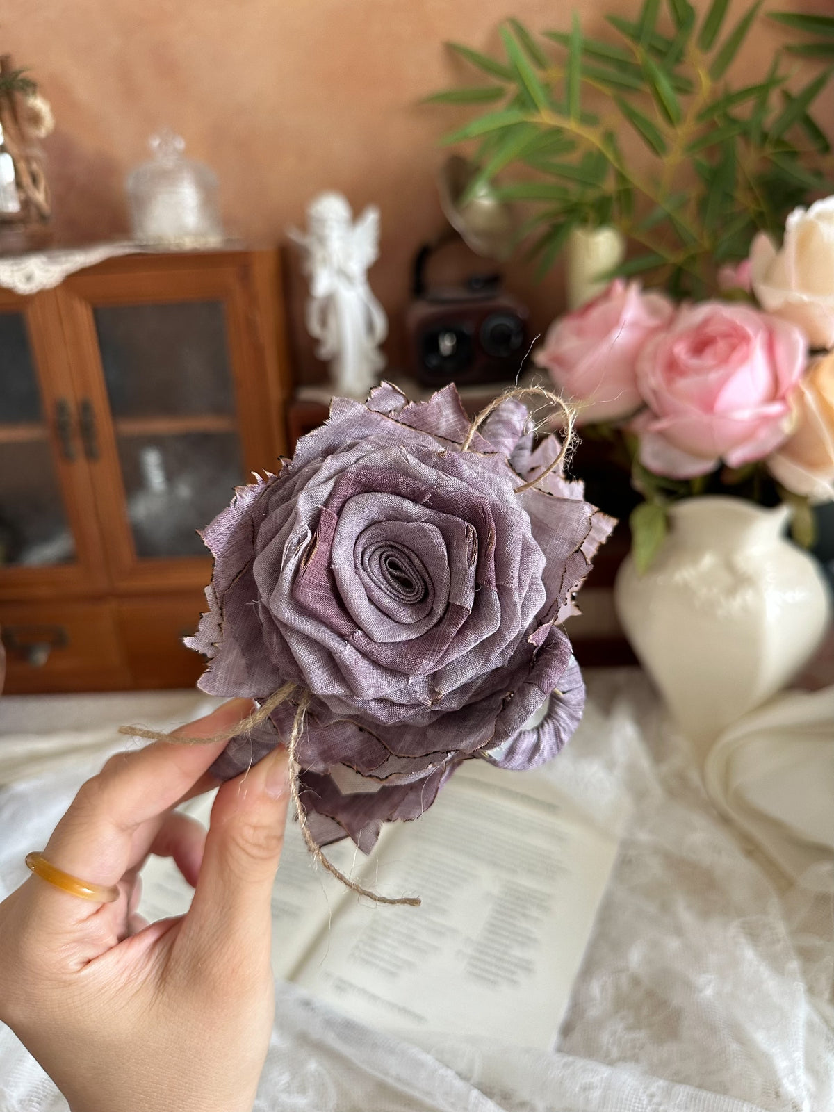 Handcrafted Fabric Rose Hair Claw Clip