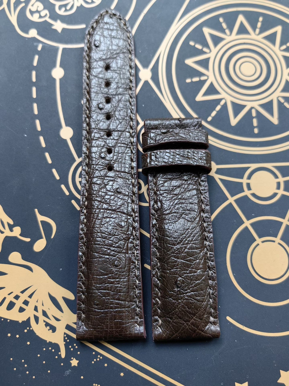 Handcrafted Brown Ostrich Leg Leather Watch Strap