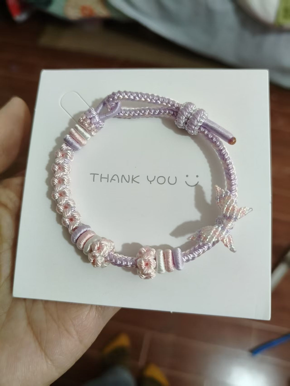 Handwoven Gradient Bracelet with Butterfly Charm