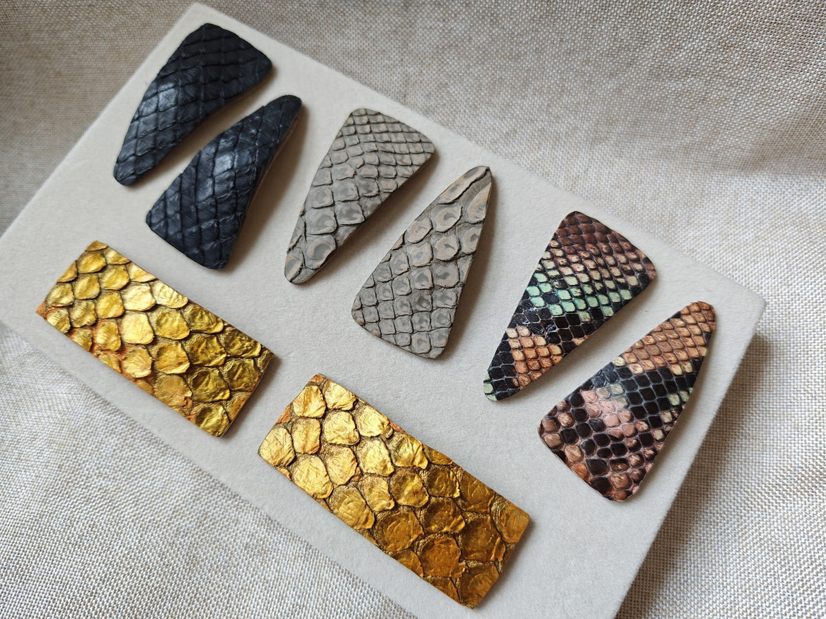 Snakeskin Hair Clips Set Geometric Pair