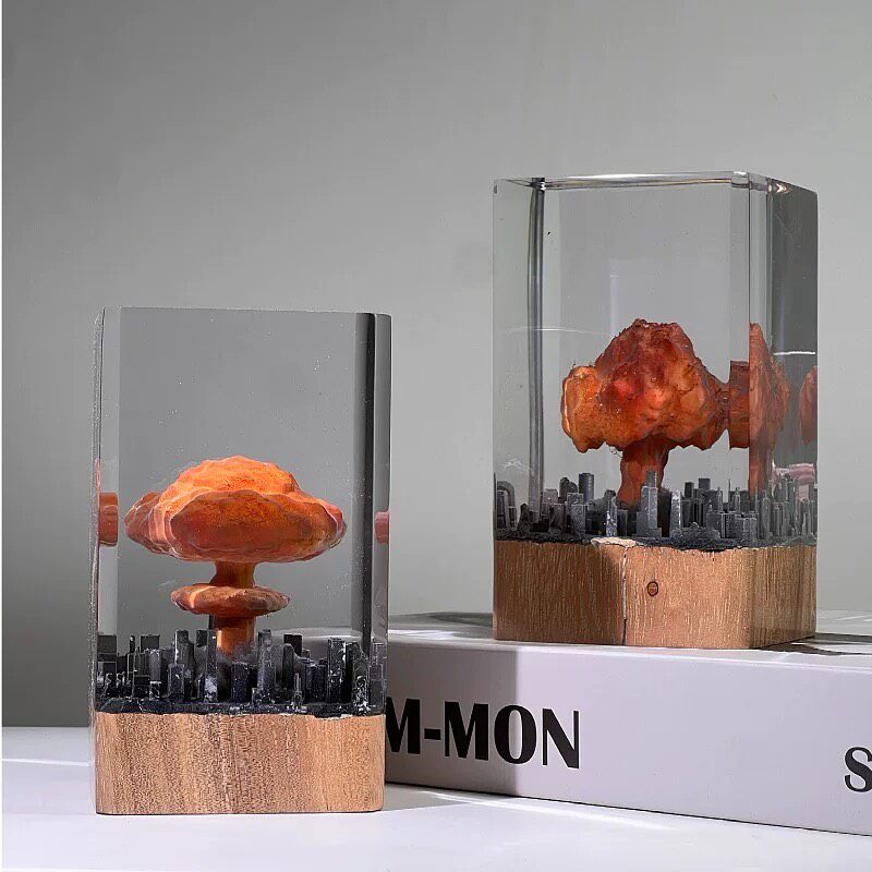 Mushroom Cloud Night Light Resin Diorama