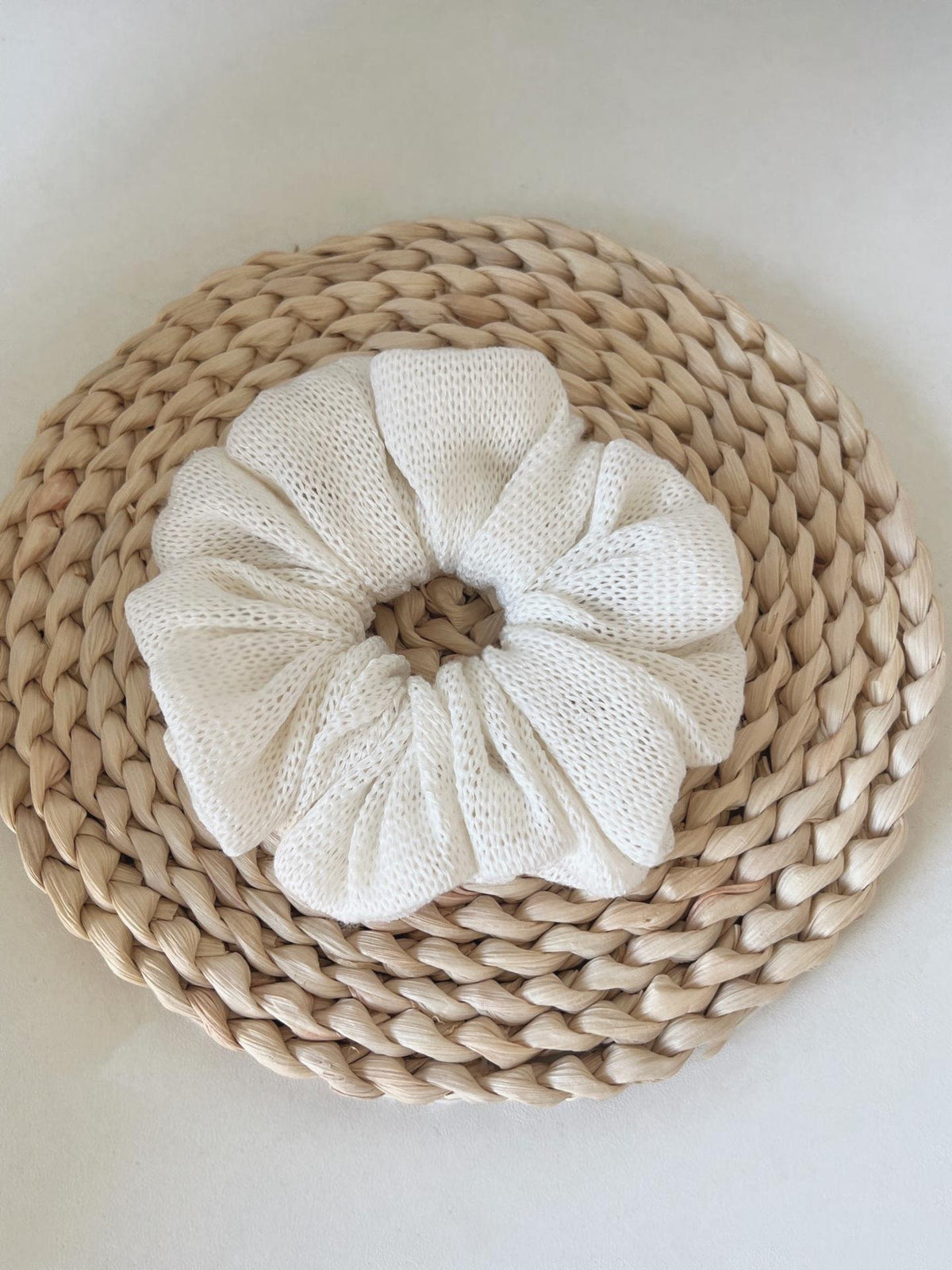 Milky White Knitted Scrunchie