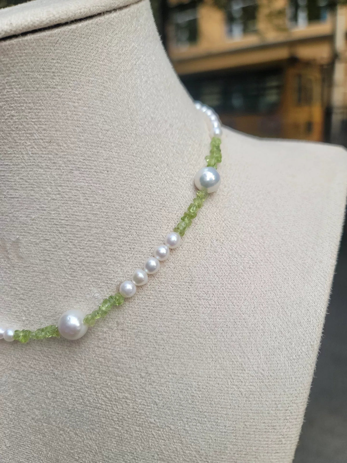 Baroque Pearl Butterfly Necklace with Peridot