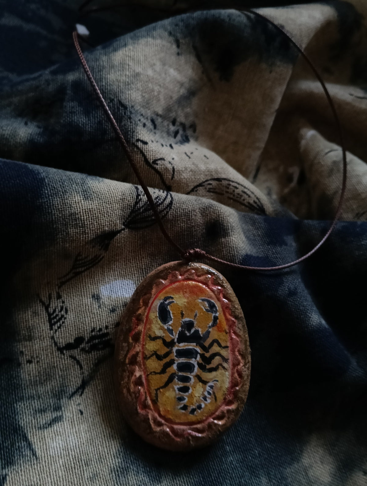 Handmade Clay Scorpion Totem Pendant Necklace