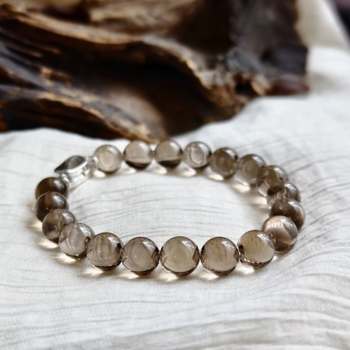 Tea Quartz Beaded Bracelet 9mm
