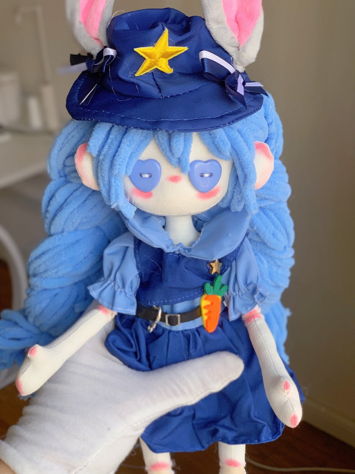 Poupée sorcière bleue 32 cm faite main