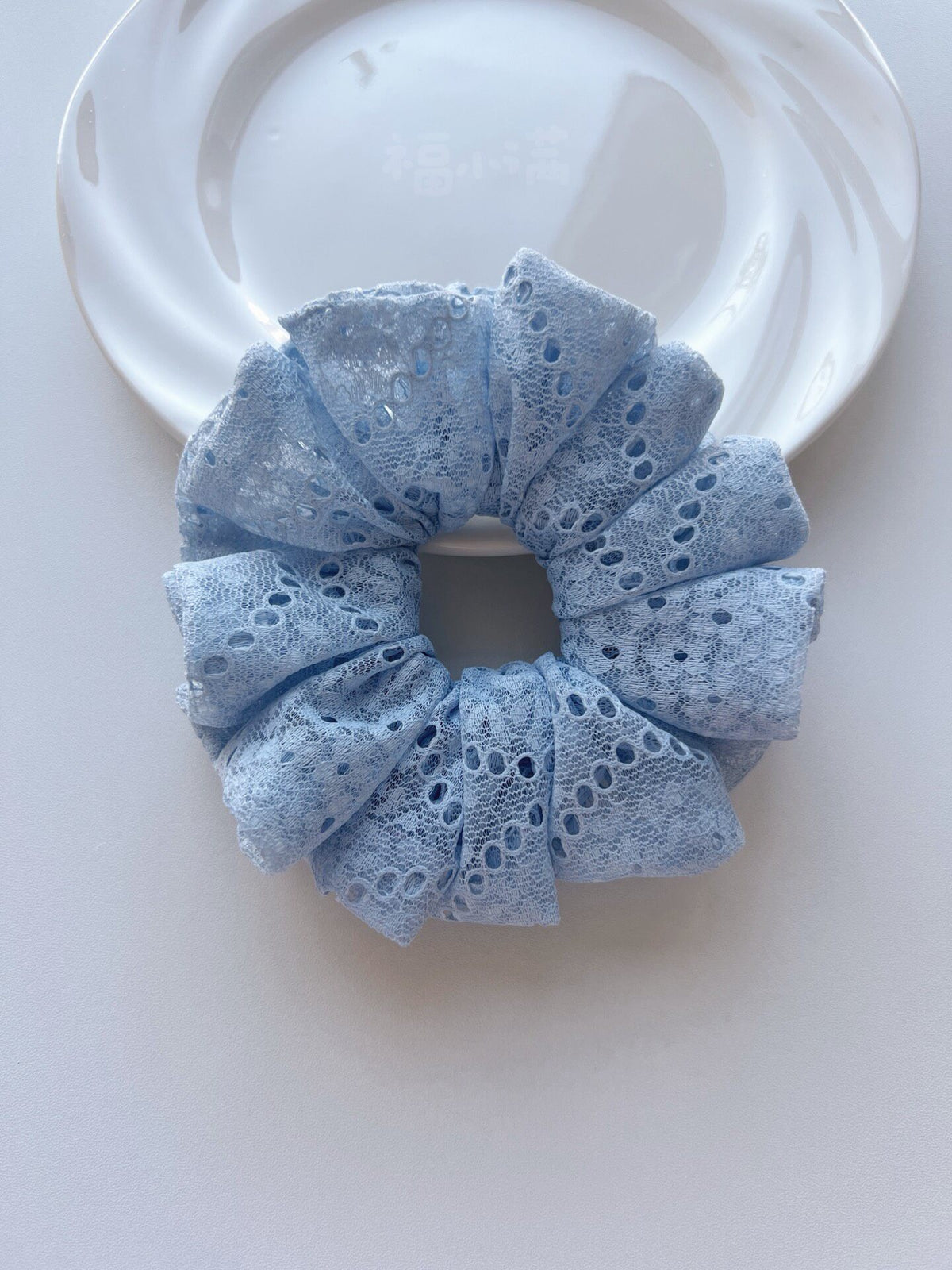 Vintage Grey-Blue Lace Scrunchie