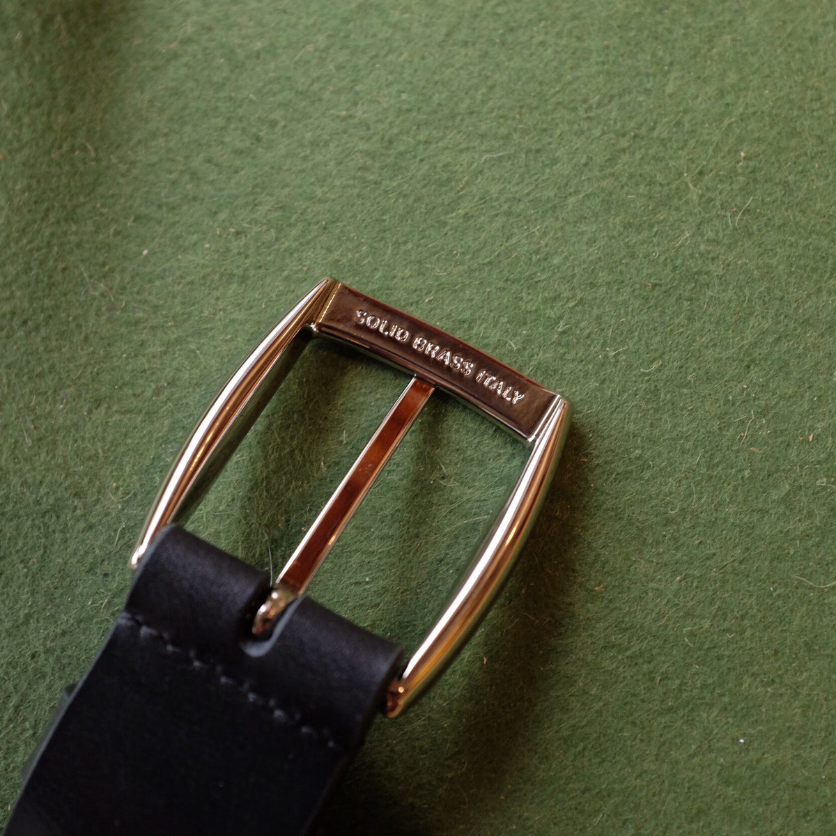 35mm Black Leather Belt with Solid Brass Buckle
