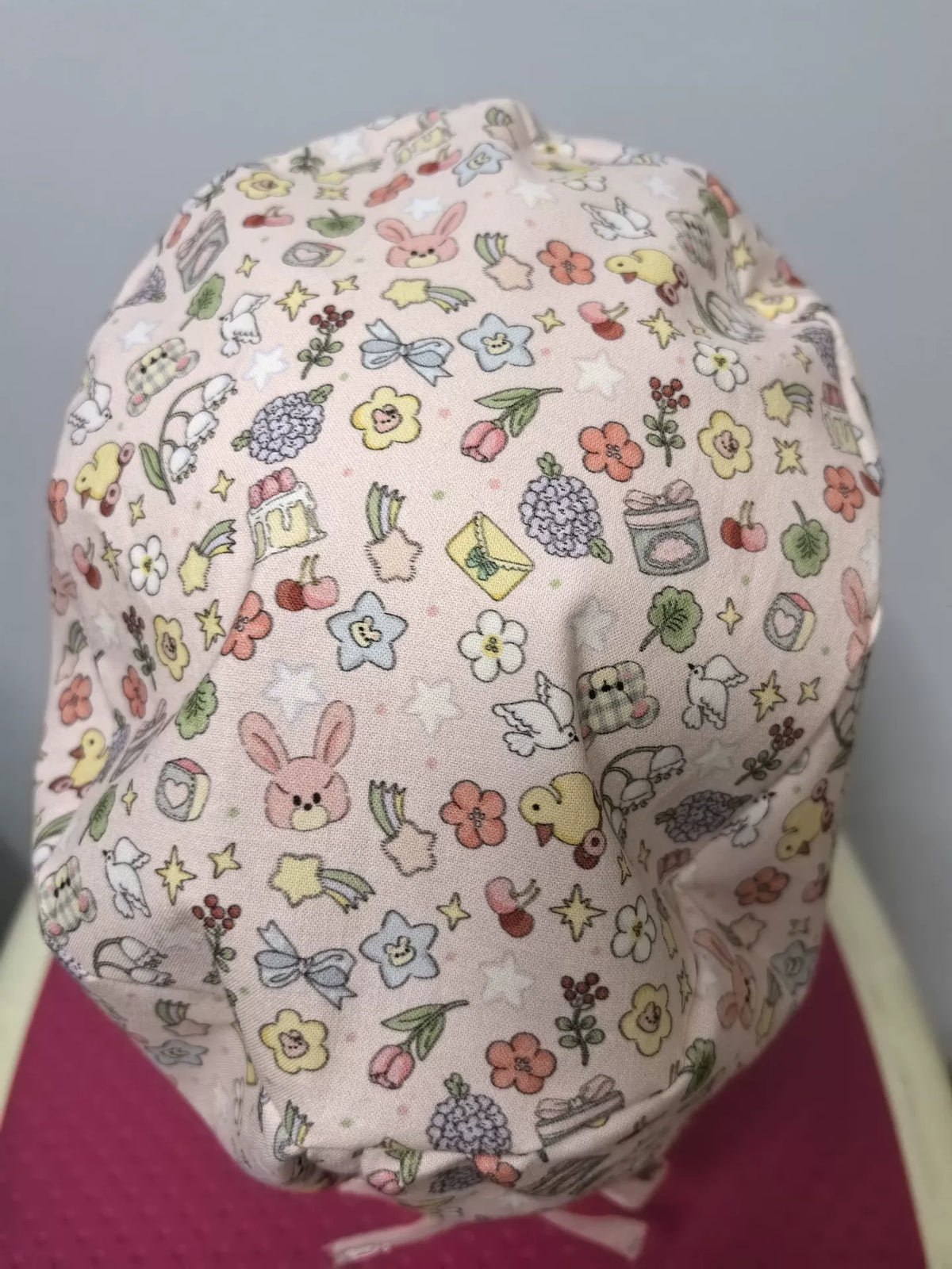 Mini gorro quirúrgico de algodón con ribete rosa viejo