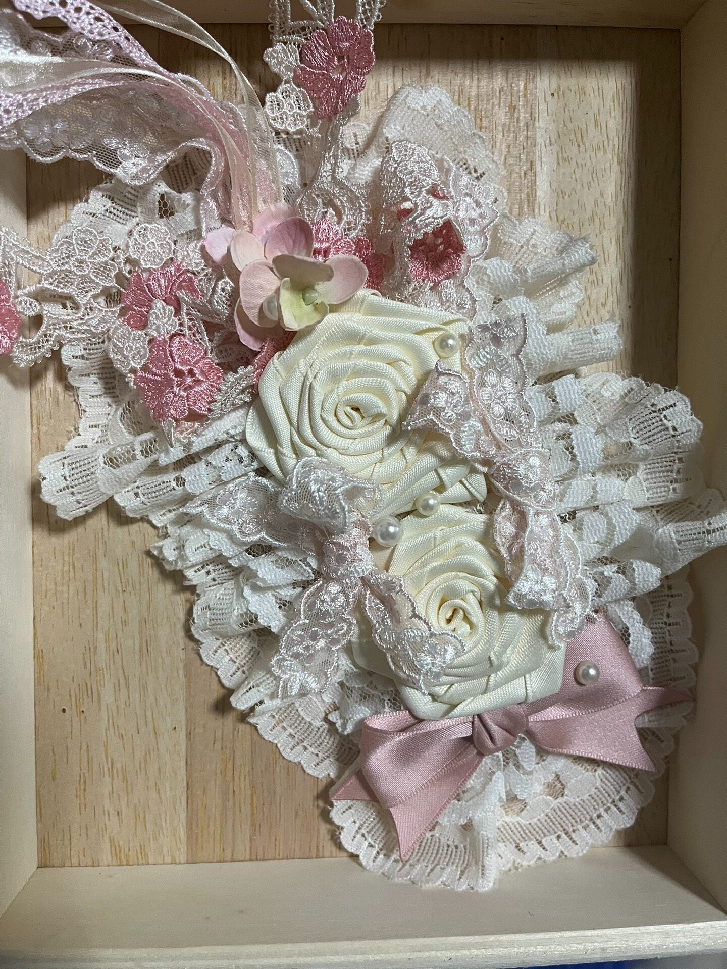 Lolita Handmade Lace Flower Headpiece with Pink Roses and Pearl Accents