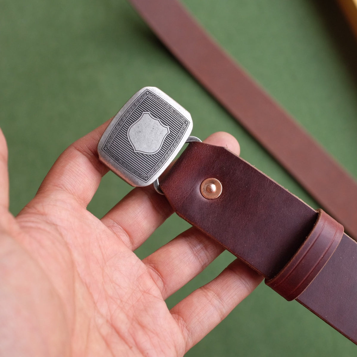Horween Leather Belt with Hinge Buckle