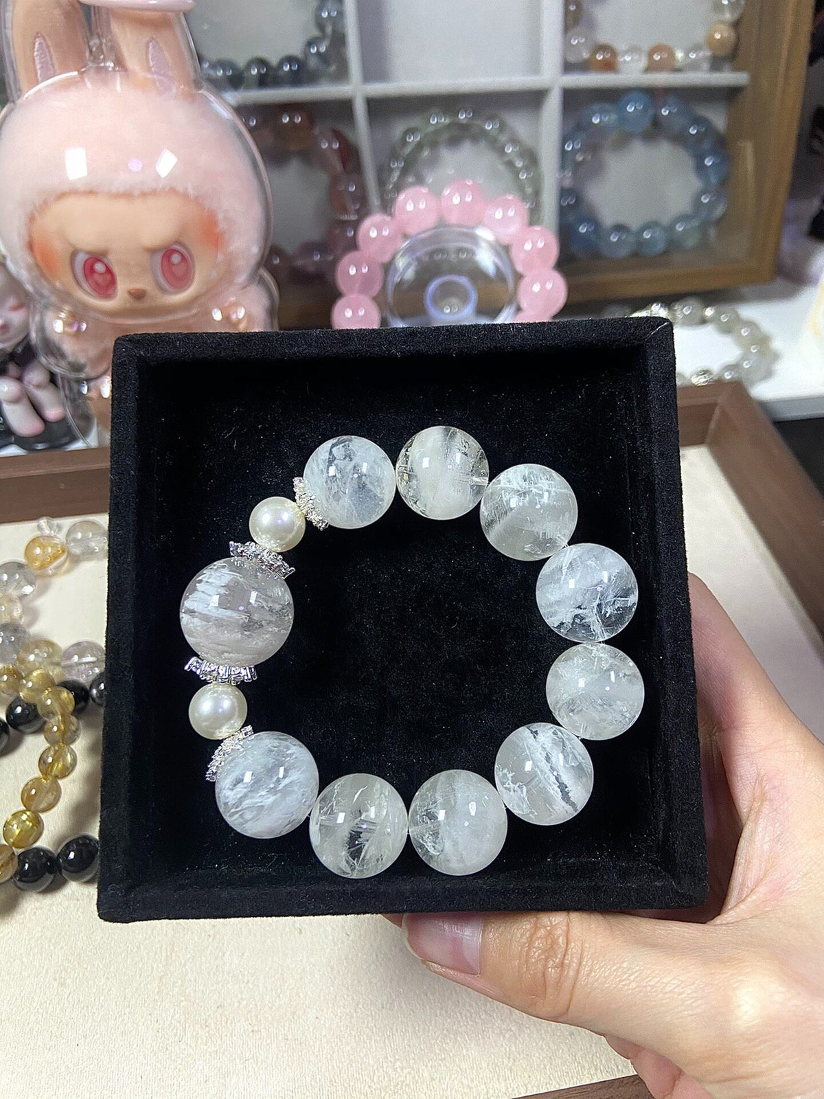 Natural Crystal Snowflake Beaded Bracelet