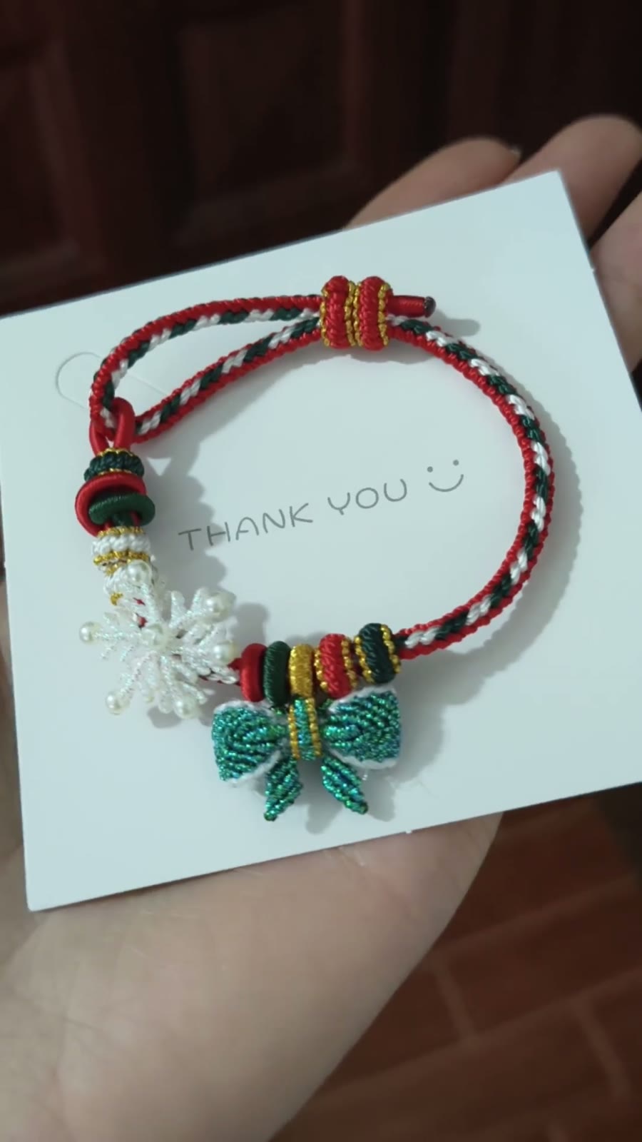 Braccialetto Natale Cordino Intrecciato a Mano Rosso Verde