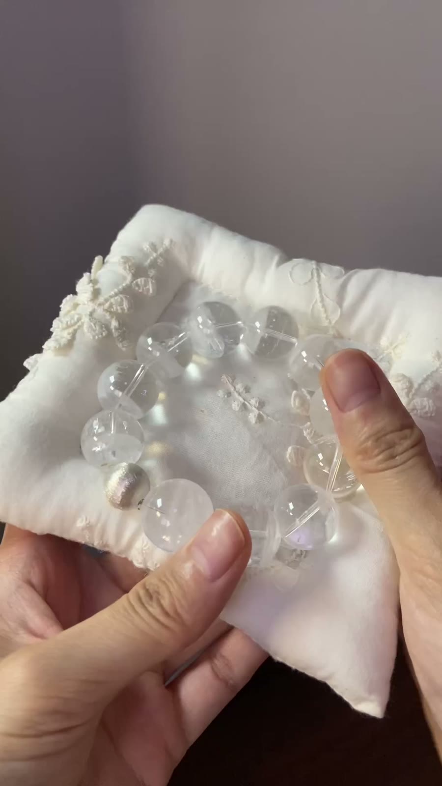 Himalayan White Phantom Quartz 17mm Beaded Bracelet