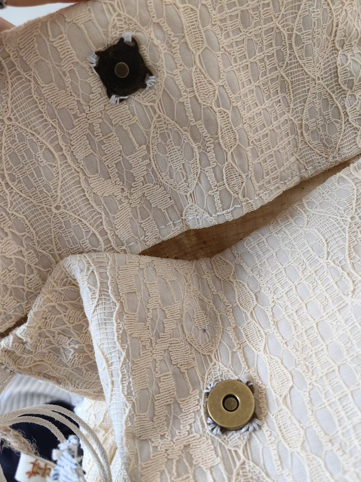 Handmade Cream Lace Crossbody Bag